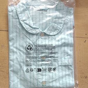 Lands' End Men's Mint Green Striped Pj Shirt
